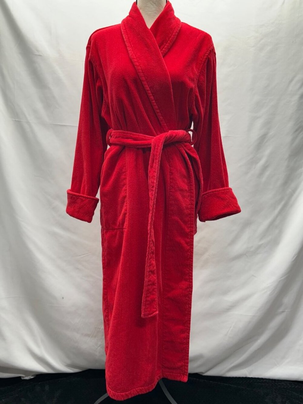 VICTORIA'S SECRET Vintage Red Plush Terry Belted Robe With Pockets M/L